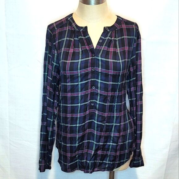 Lucky Brand Plaid High Low Tunic Top Size Small - Picture 1 of 11